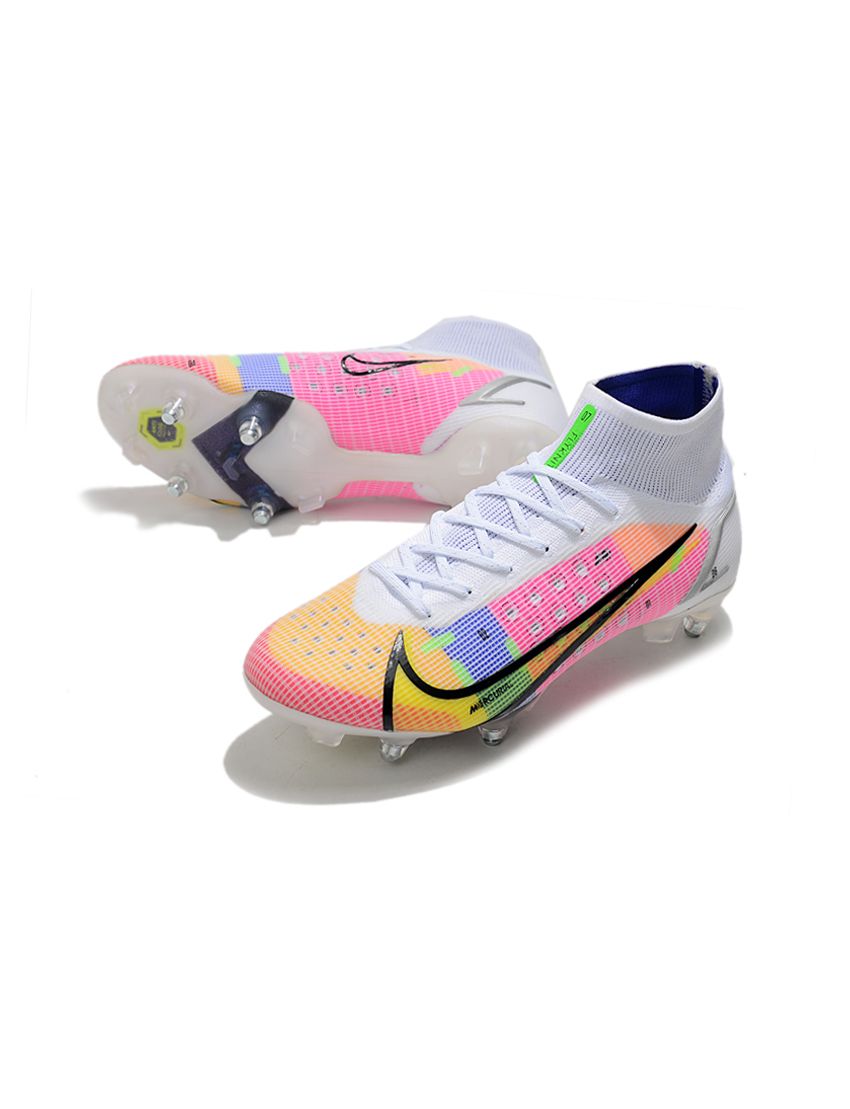 Nike Mercurial Superfly Dragonfly 8 Elite Sg Pro Soccer Cleats White Metallic Silver Dark Raisin 