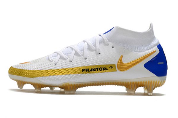 gold and blue soccer cleats